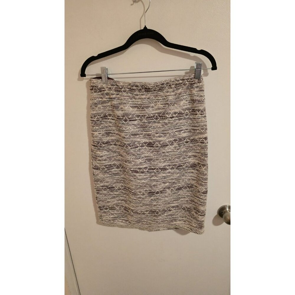 Max Studio Pencil Skirt Womens XL Burgundy White Tweed Pull On Elastic Office